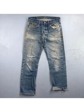 Levis 501 Vintage 80s Redline Selvedge USA XX Jeans Light Wash 35x34 Act 32x29